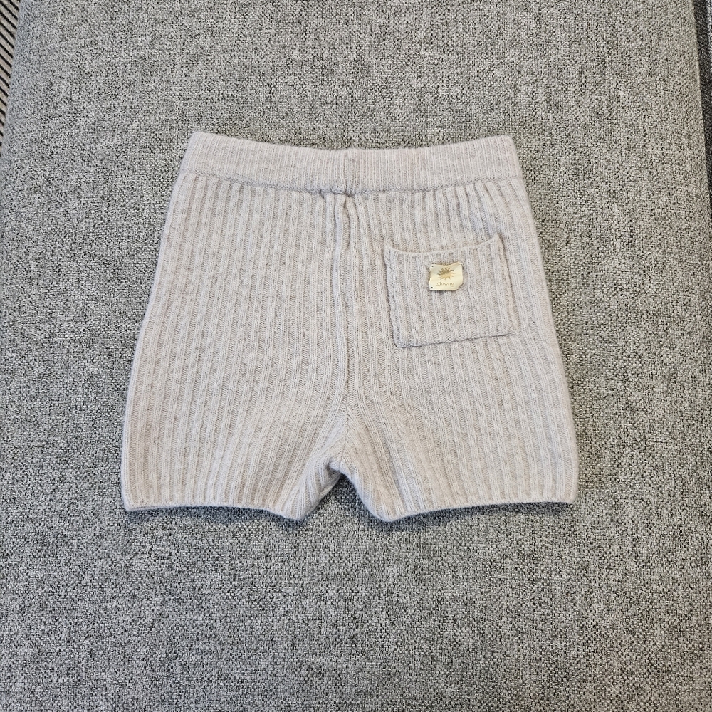 GLOWNY  RIBBED SHORTS WOMEN TAN SMALL CHIC ATHLEISURE Cashmere Wool Nylon Blend